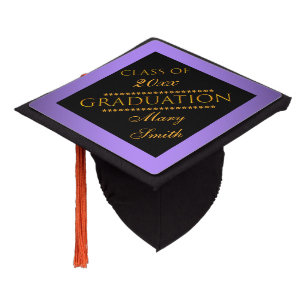 Modern Simple Customize Gold Purple Graduation Cap Topper