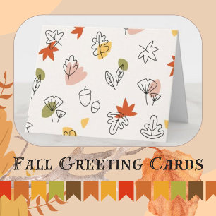 Modern Simple Cute Fall Autumn Pattern Blank Thank You Card