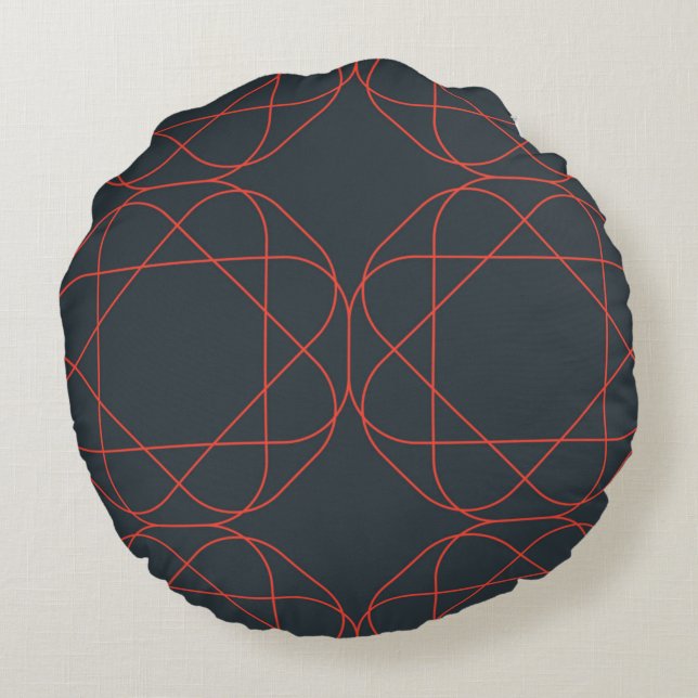 Modern, simple, cute, playful geometric pattern round pillow (Back)