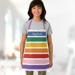 Modern Simple Cute Rainbow Custom Name Striped Kid Apron<br><div class="desc">Cute,  modern rainbow striped kids apron for both girls and boys - customizable with your name or other personalized text on all the stripes. This simple gender neutral design is perfect for a fun baking themed birthday party!</div>