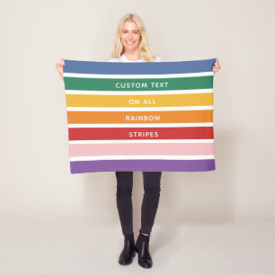 Modern Simple Cute Rainbow Custom Text Striped Fleece Blanket