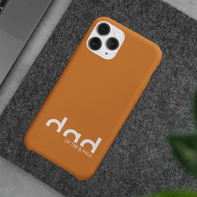 Modern Simple Dad Design with Kids Children Names Case-Mate iPhone Case (Creator Uploaded)