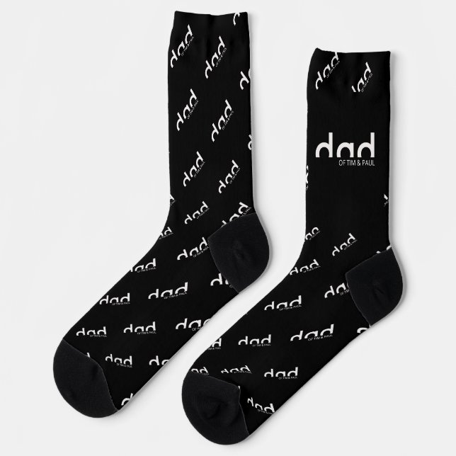 Modern Simple Dad Design with Kids Children Names Socks (Left)