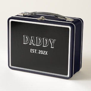 Modern Simple Daddy Est Year Bold Typography Gift  Metal Lunch Box