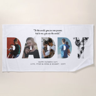 Modern Simple DADDY Photo Quote Happy Father's Day Beach Towel