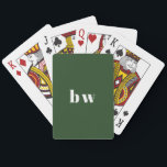 Modern Simple Dark Green Monogram Playing Cards<br><div class="desc">This modern playing card deck features a solid dark green background with your monogram or initials in bold white font. A simple and elegant design!</div>