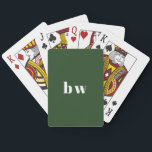 Modern Simple Dark Green Monogram Playing Cards<br><div class="desc">This modern playing card deck features a solid dark green background with your monogram or initials in bold white font. A simple and elegant design!</div>