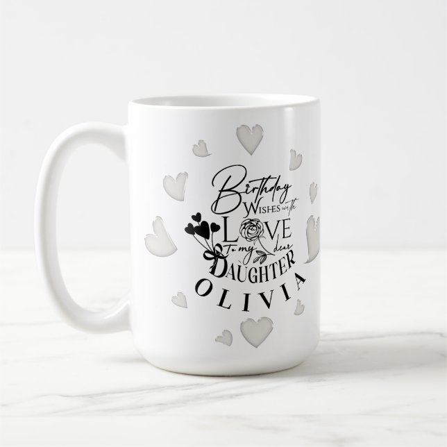 Modern Simple Daughter Birthday Design Coffee Mug (Left)