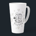 Modern Simple Daughter Birthday Design Latte Mug<br><div class="desc">This minimalist birthday design is created for a daughter and can also be used for a granddaughter, niece, or anyone who is like a daughter, making it suitable for gifting from parents, grandparents, aunts, uncles, or anyone celebrating a daughter-like bond. The design features clean calligraphy, refined typography, and simple, well-balanced...</div>