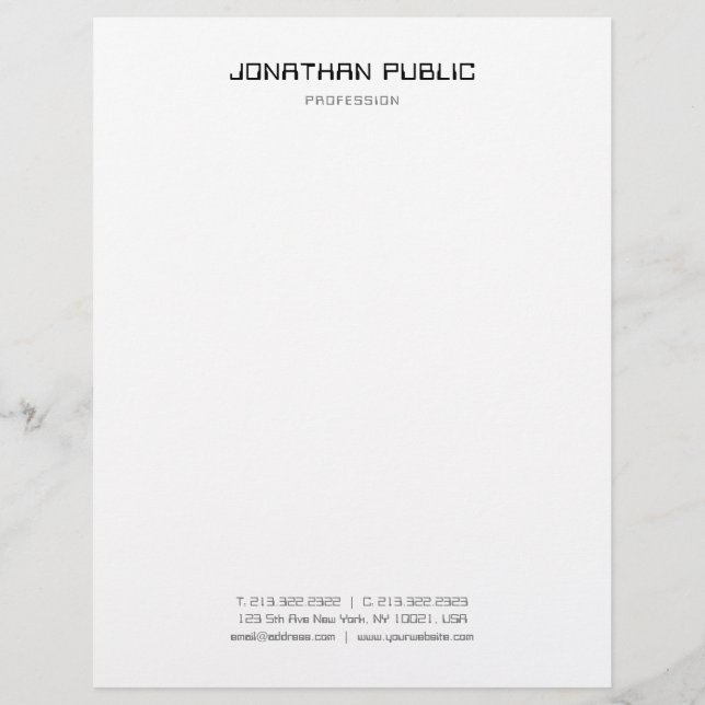 Modern Simple Design Elegant Black White Template Letterhead (Front)