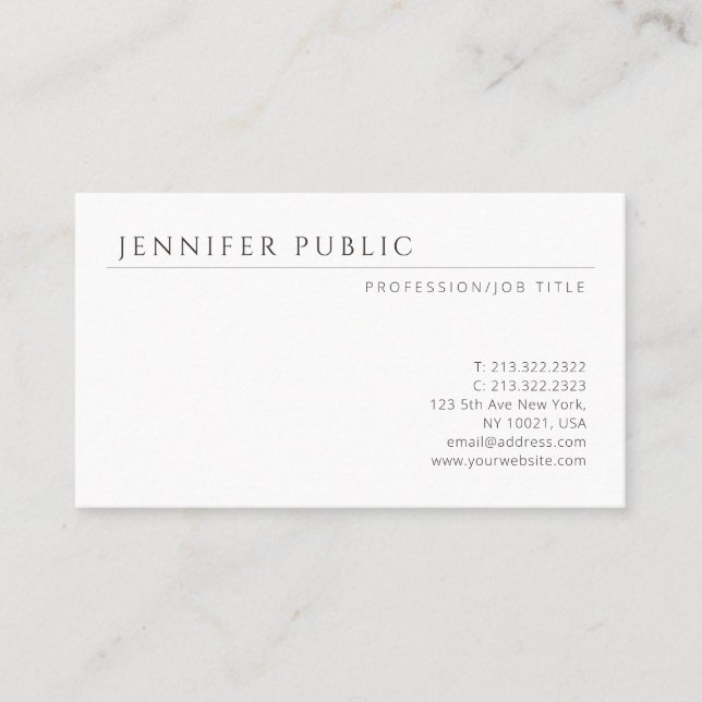 Modern Simple Design Elegant Minimalist Template Business Card (Front)