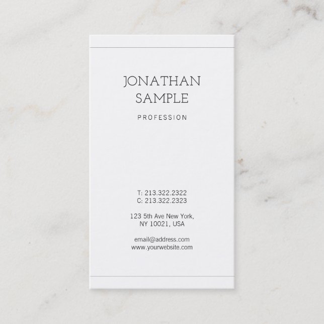 Modern Simple Design Elegant Plain Trendy Luxury Business Card (Front)