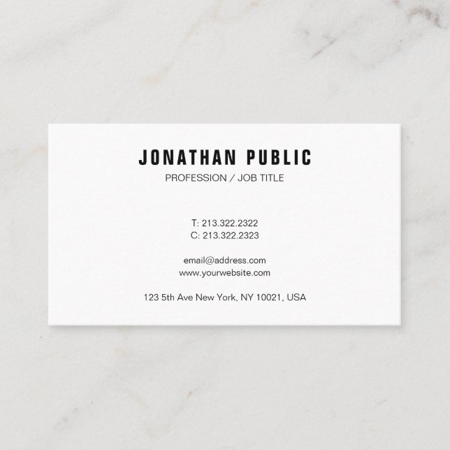 Modern Simple Design Elegant Template Personalized Business Card (Front)