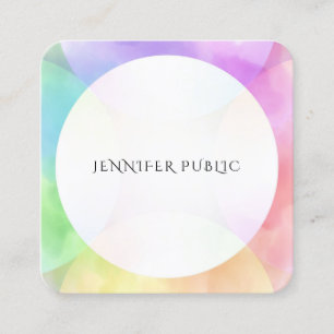 Modern Simple Design Elegant Watercolor Template Square Business Card