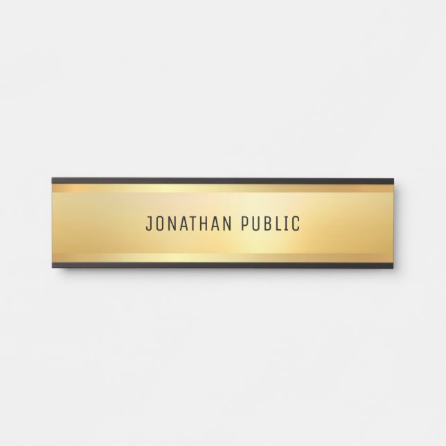 Modern Simple Design Faux Gold Trendy Template Door Sign (Front)