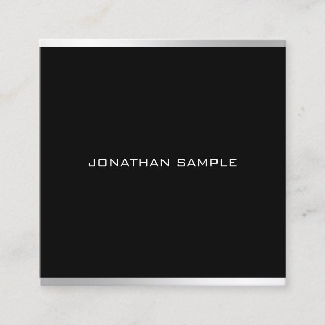 Modern Simple Design Professional Elegant Silver Square Business Card (Front)