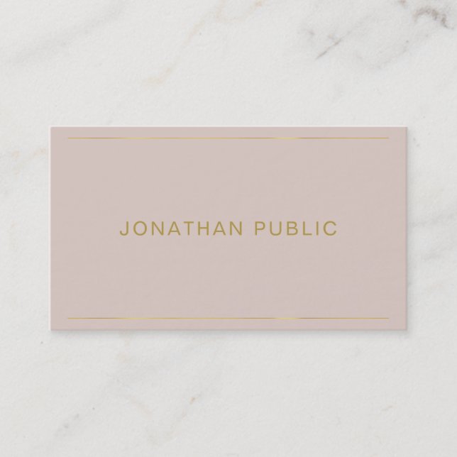 Modern Simple Design Template Stylish Gold Name Business Card (Front)