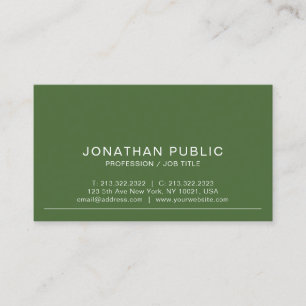 Modern Simple Design Trendy Olive Green Plain Business Card