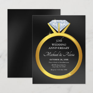 Modern simple diamond ring wedding anniversary invitation