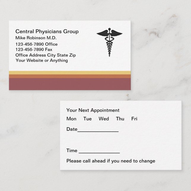 Modern Simple Doctor Physician Appointment Cards (Front/Back)