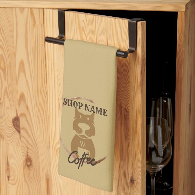 Modern Simple DOG Cafe coffee Tea shop Kitchen Towel (Thirds Fold)