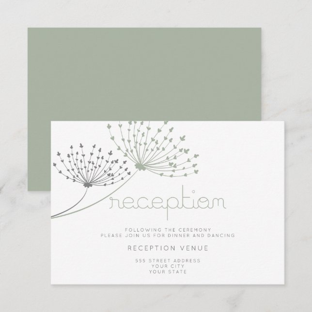 Modern Simple Doodle Flower Sage Green Invitation (Front/Back)