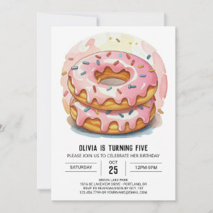 Modern Simple Doughnuts Birthday Invitation