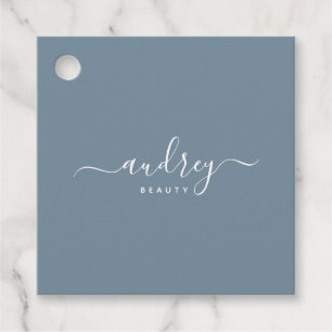 modern Simple dusty blue Signature Typography Favour Tags