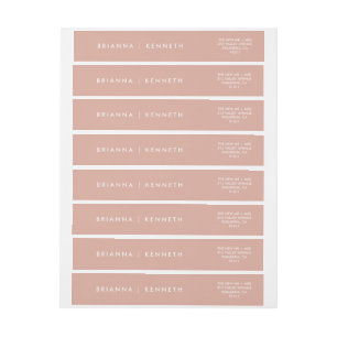  Modern Simple Dusty Pink Elegant Wedding Wrap Around Label