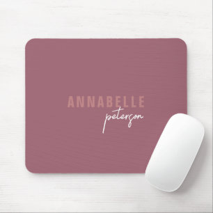 Modern Simple Dusty Rose Minimal Script Mouse Pad