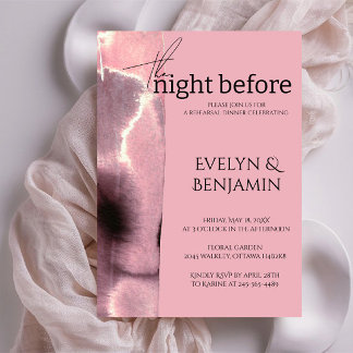 Modern, Simple Dusty Rose Rehearsal Dinner   Invitation