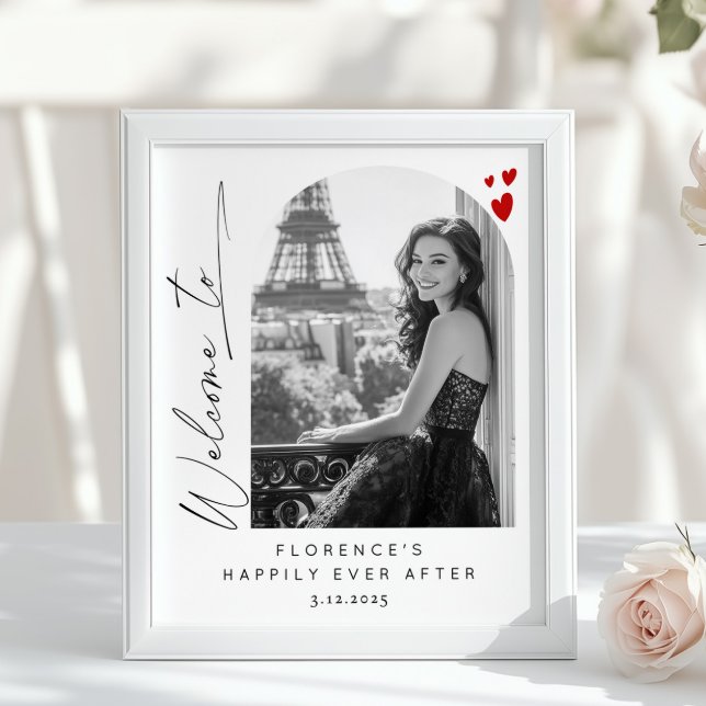 Modern simple elegant Arch photo Bridal Welcome Poster (Creator Uploaded)