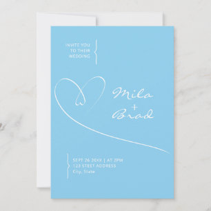 Modern Simple Elegant  Baby Blue Wedding Invitation