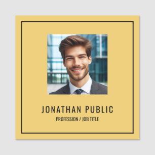 Modern Simple Elegant Black And Gold Text Square Name Tag