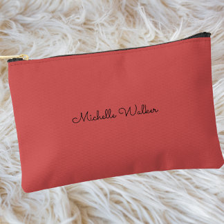 Modern Simple Elegant Black Monogram Accessory Pouch