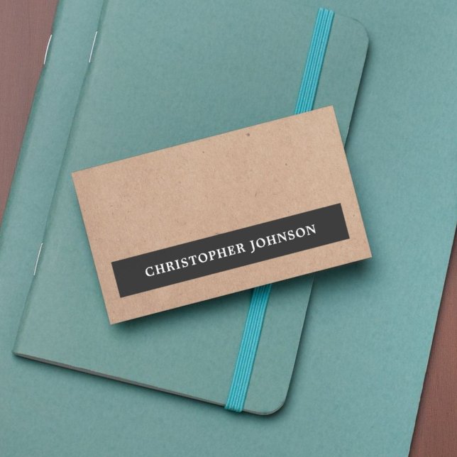 Modern Simple Elegant Black Stripe Kraft Paper Business Card (Creator Uploaded)