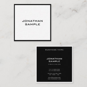 Modern Simple Elegant Black White Template Matte Square Business Card