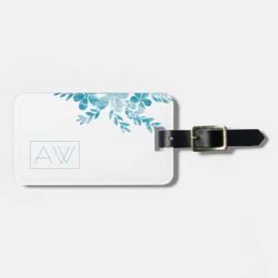Modern Simple Elegant Blue Floral Personal Brand Luggage Tag