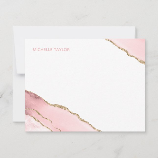 Modern Simple Elegant Blush Pink Agate Card (Front)