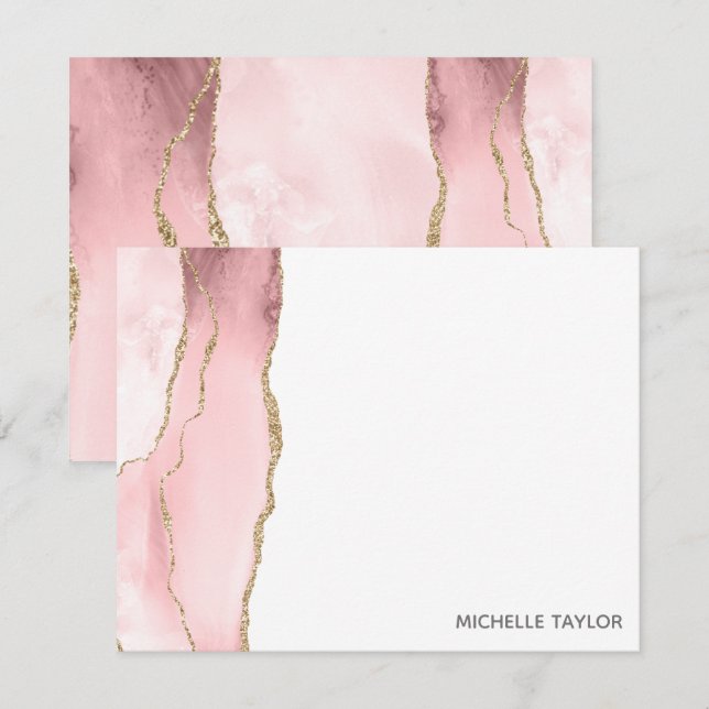 Modern Simple Elegant Blush Pink Agate Card (Front/Back)