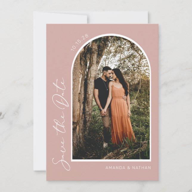 Modern Simple Elegant Blush Pink Save The Date (Front)
