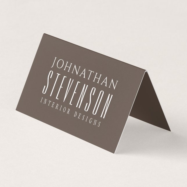 Modern Simple Elegant Brown and White Social Media Business Card (Front)