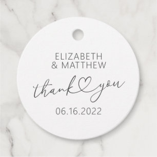 Modern Simple Elegant Chic Minimal Heart Wedding Favour Tags