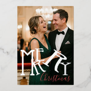Modern Simple Elegant Christmas Foil Photo Card