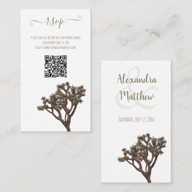 Modern Simple Elegant Colour Joshua Tree QR Code Enclosure Card (Front/Back)