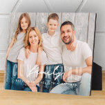 Modern Simple Elegant Family Name Photo Plaque<br><div class="desc">This simple and modern design is composed of san serif and playful script typography.</div>