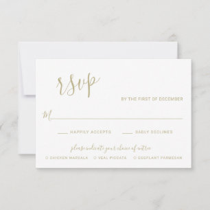 Modern Simple Elegant Gold Wedding RSVP Card