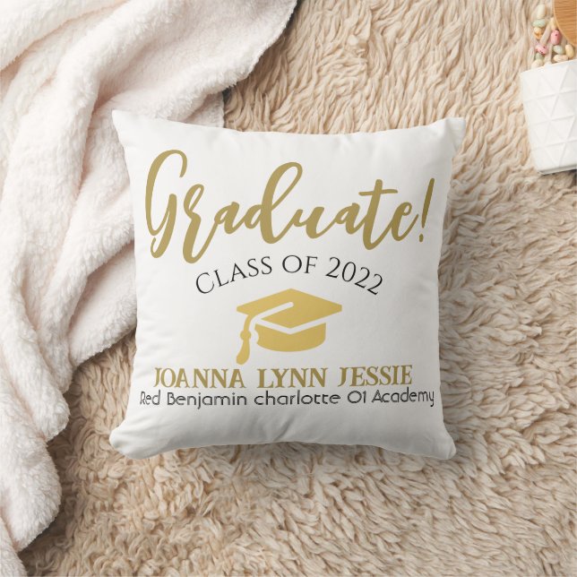 Modern Simple Elegant Graduation gold Cap Script Throw Pillow (Blanket)