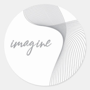 Modern, simple, elegant graphic design of Imagine Classic Round Sticker