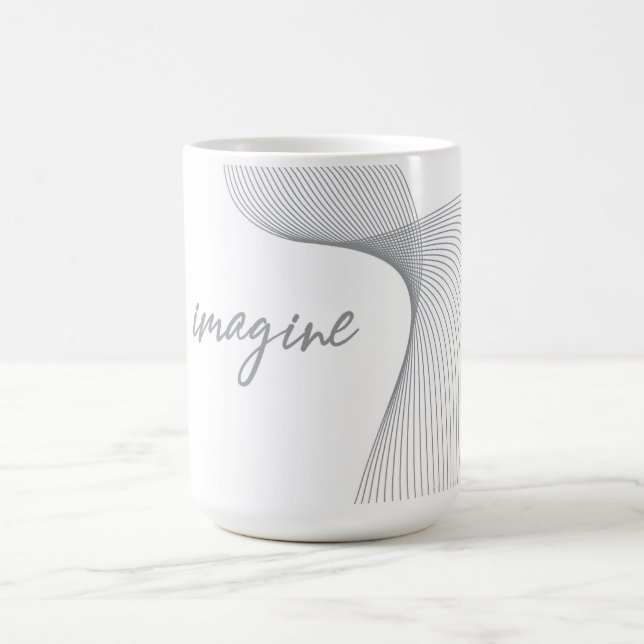 Modern, simple, elegant graphic design of Imagine Coffee Mug (Center)